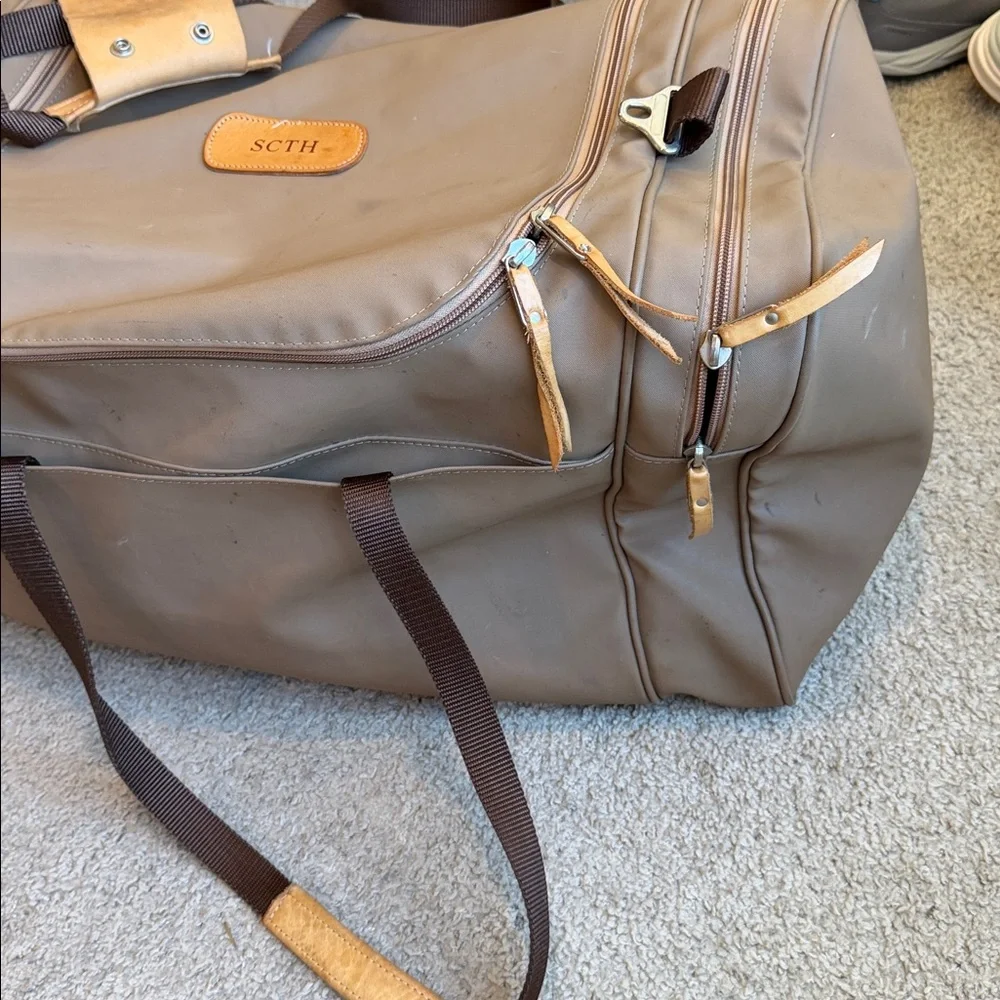 Jon Hart Design Tan/Brown Leather-Trim Duffle